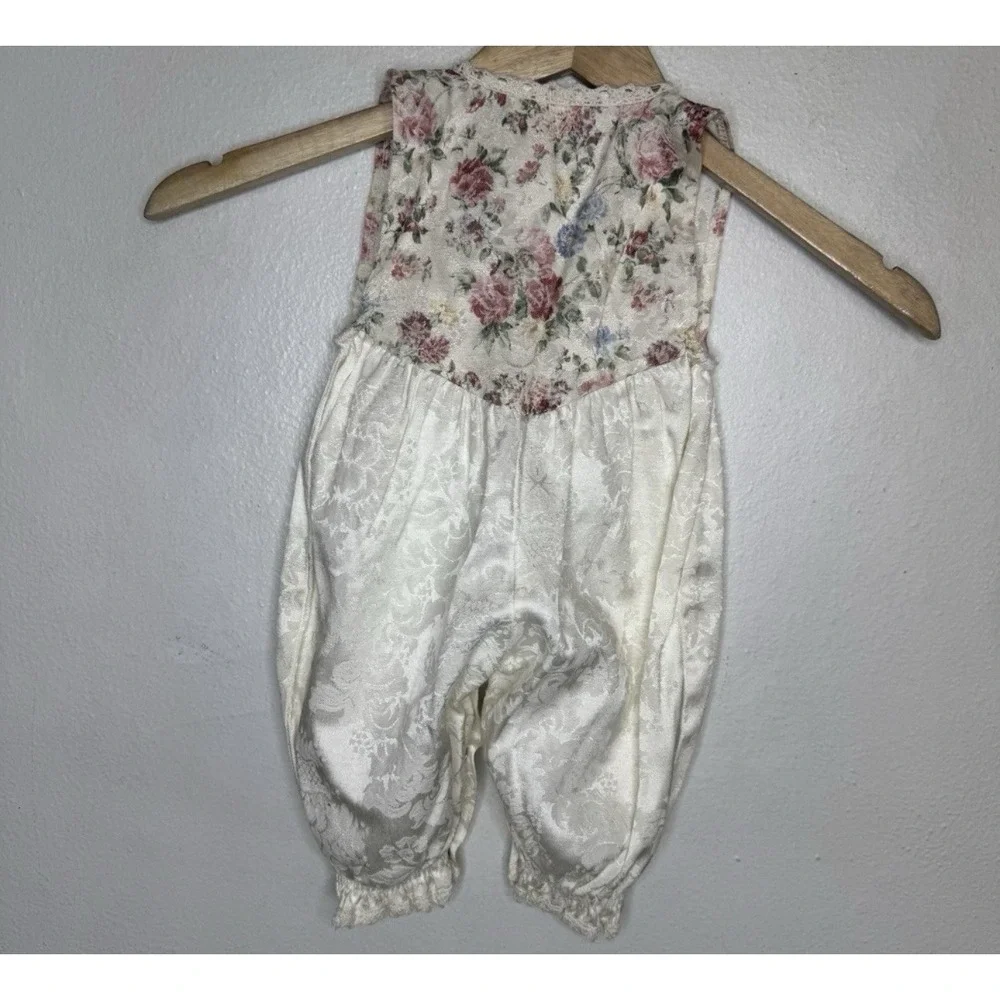 Vintage Teeter-Totter Baby Romper Size 6 Months Floral Jumpsuit Tapestry Brocade